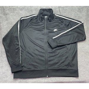 Nike Track Jacket Black White Full Zip Mock Neck Zipped Pockets Men 2XL XXL